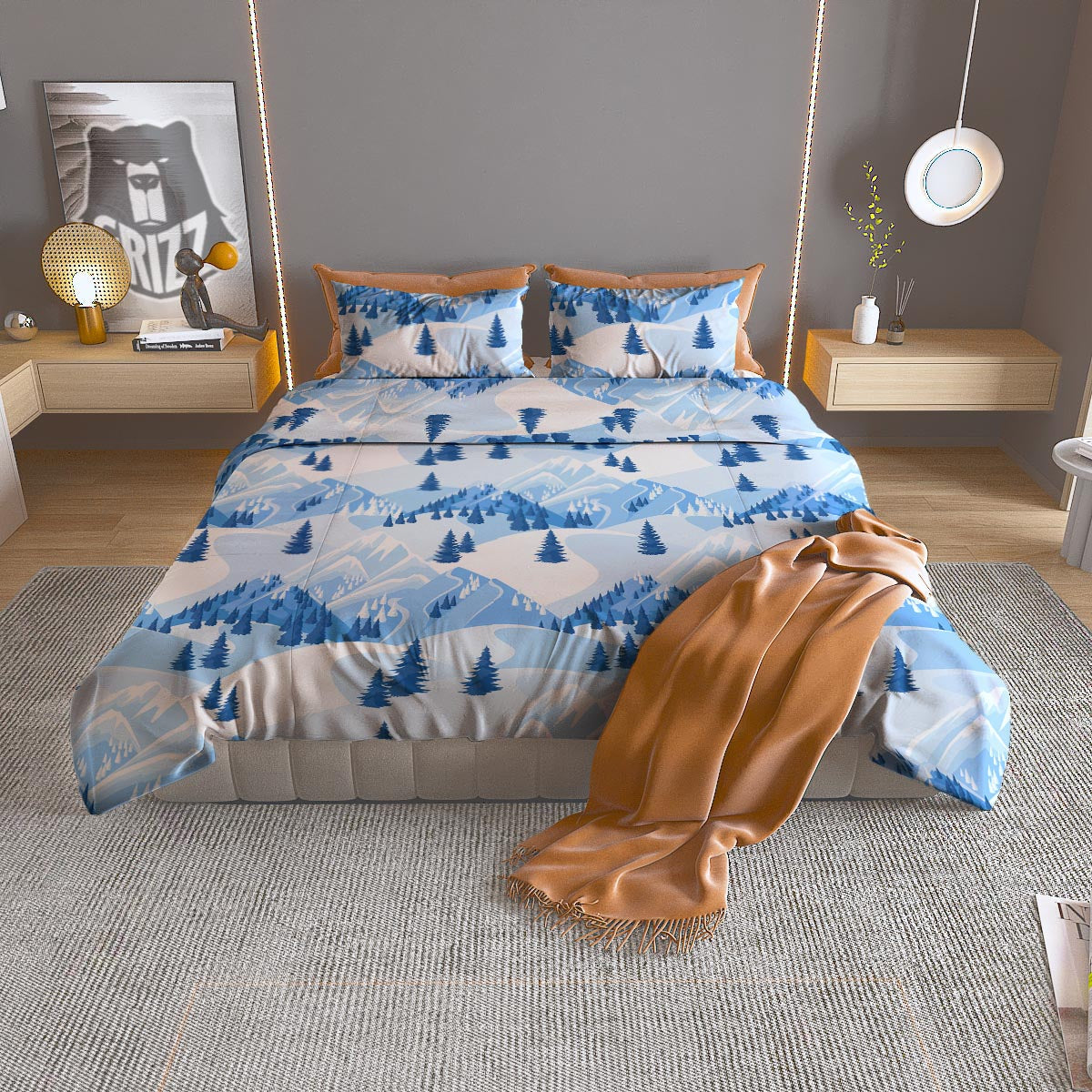 Mountain Skiing Print Pattern Duvet Cover Bedding Set-grizzshop