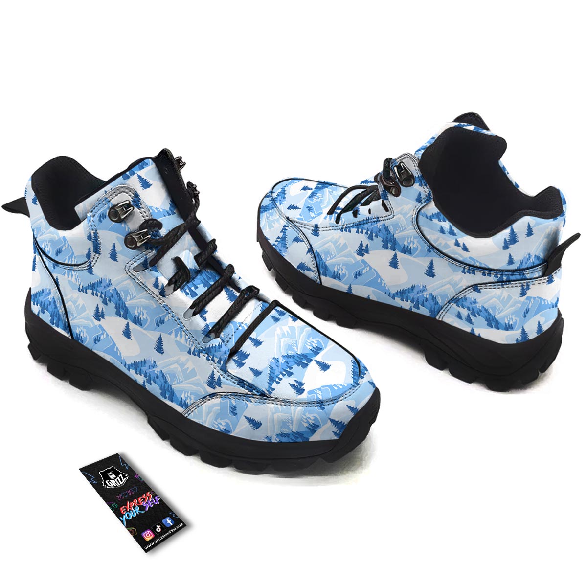 Mountain Skiing Print Pattern Hiking Shoes-grizzshop
