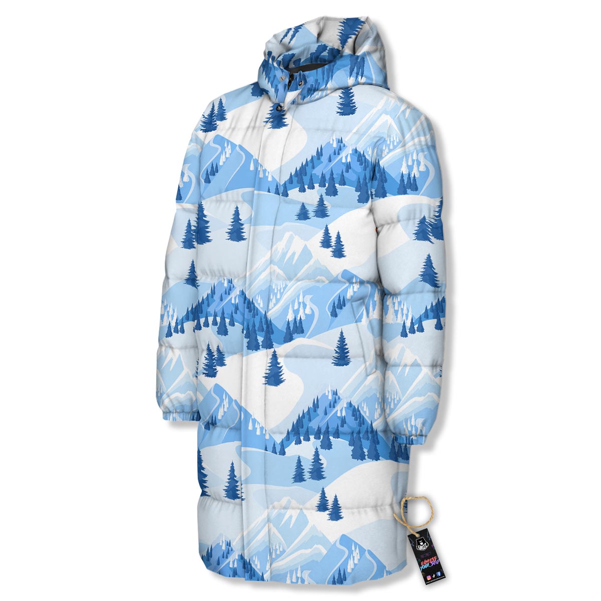 Mountain Skiing Print Pattern Long Down Jacket-grizzshop