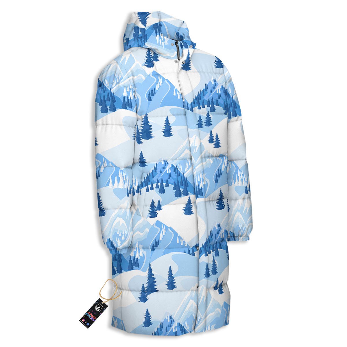 Mountain Skiing Print Pattern Long Down Jacket-grizzshop