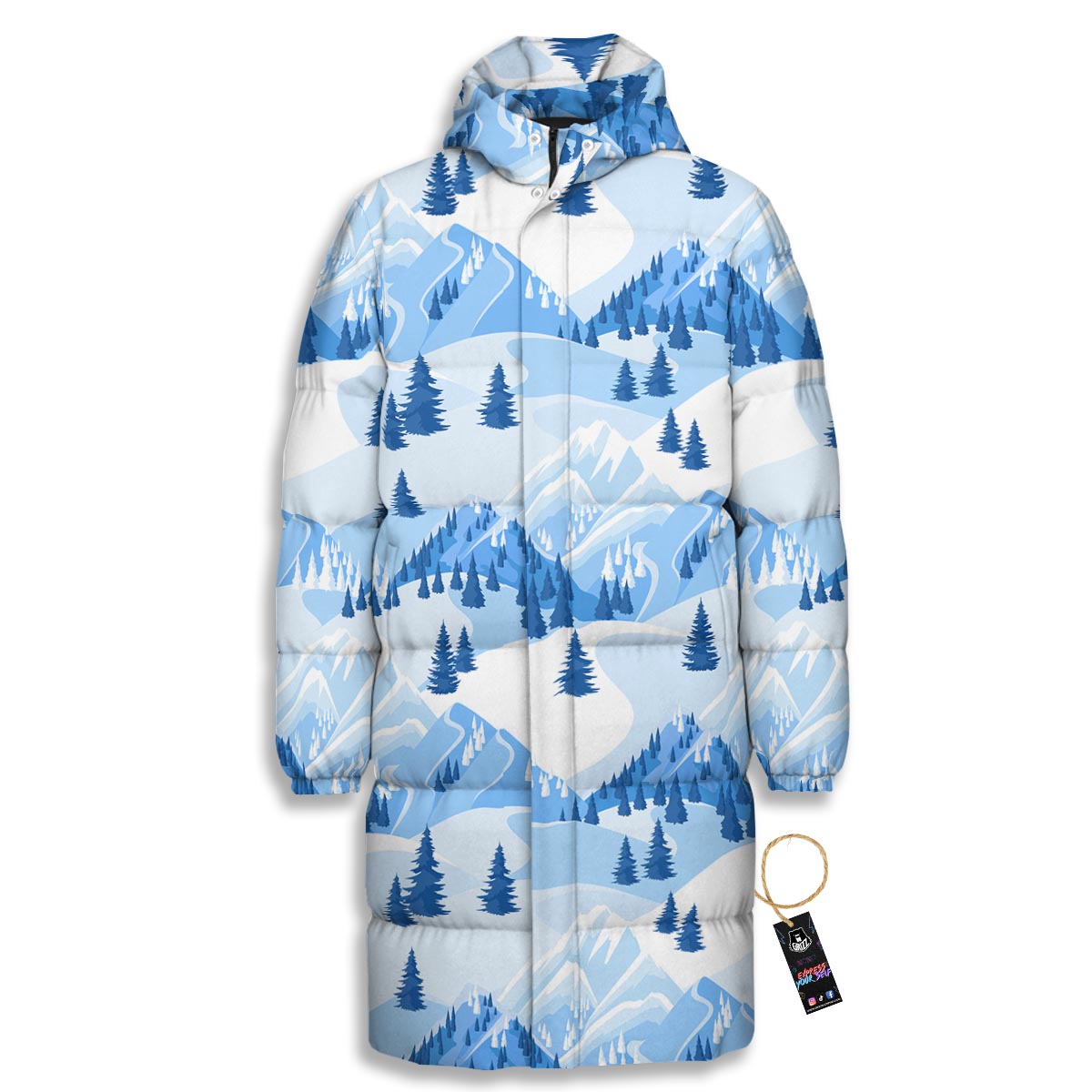 Mountain Skiing Print Pattern Long Down Jacket-grizzshop