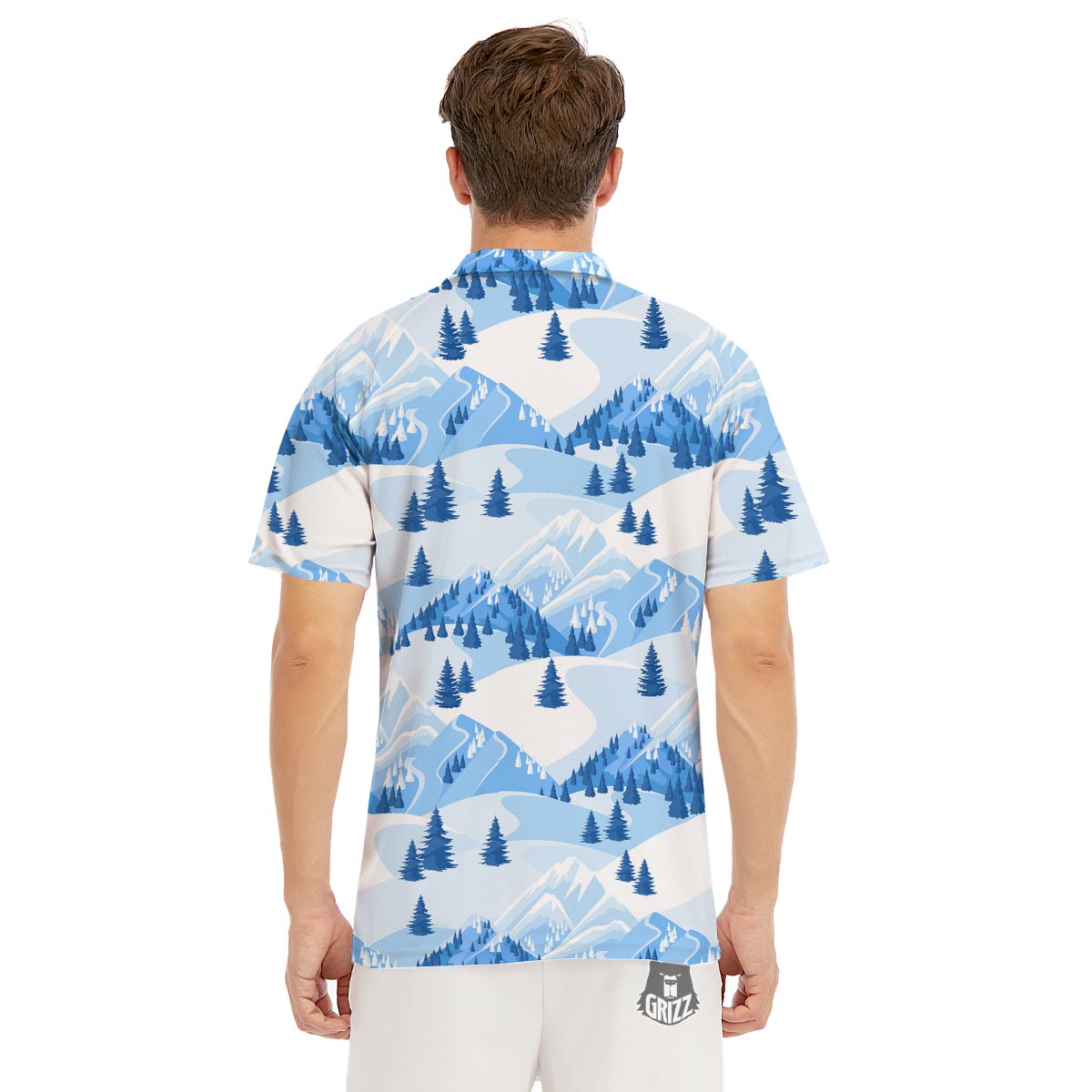 Mountain Skiing Print Pattern Men's Golf Shirts-grizzshop