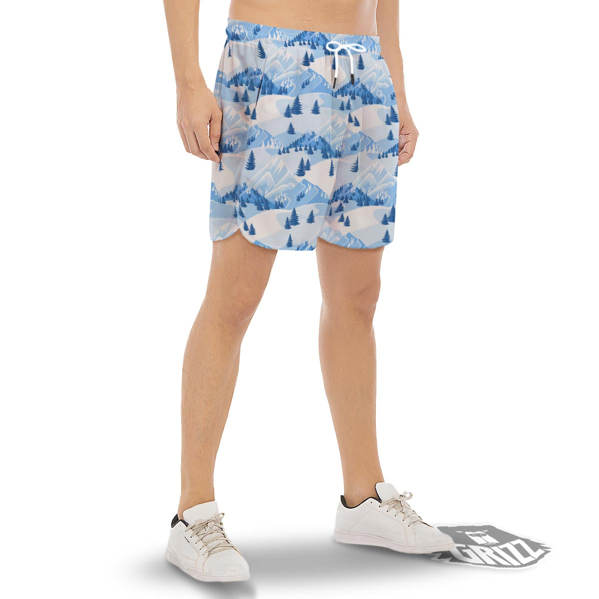 Mountain Skiing Print Pattern Men's Gym Shorts-grizzshop