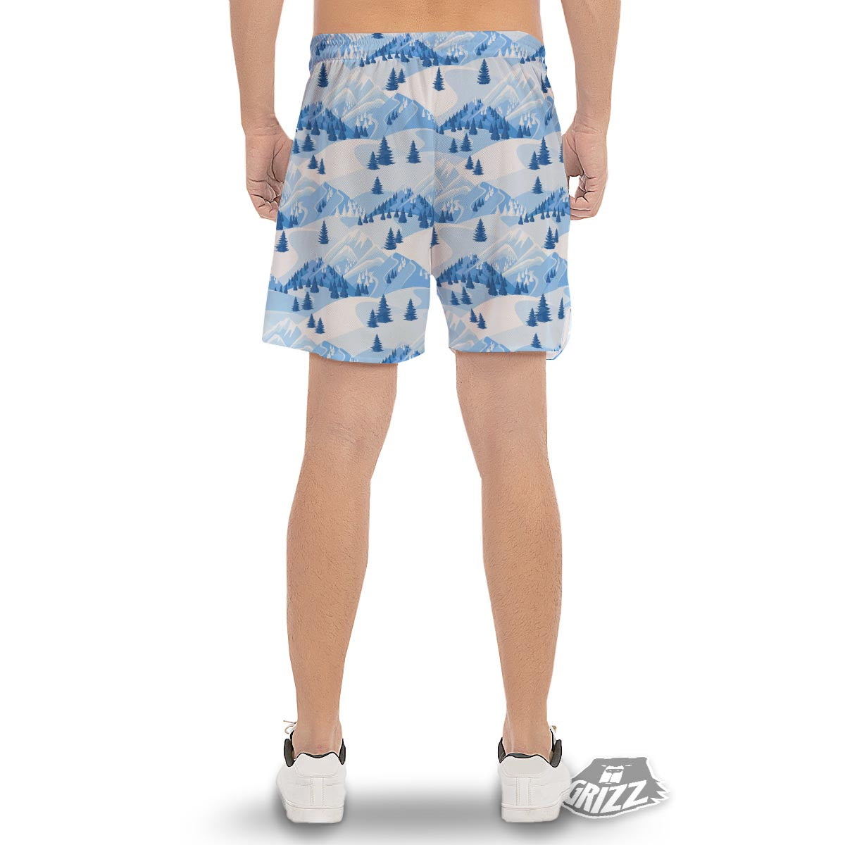 Mountain Skiing Print Pattern Men's Gym Shorts-grizzshop