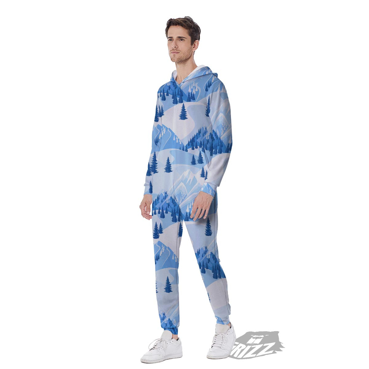 Mountain Skiing Print Pattern Men's Jumpsuit-grizzshop