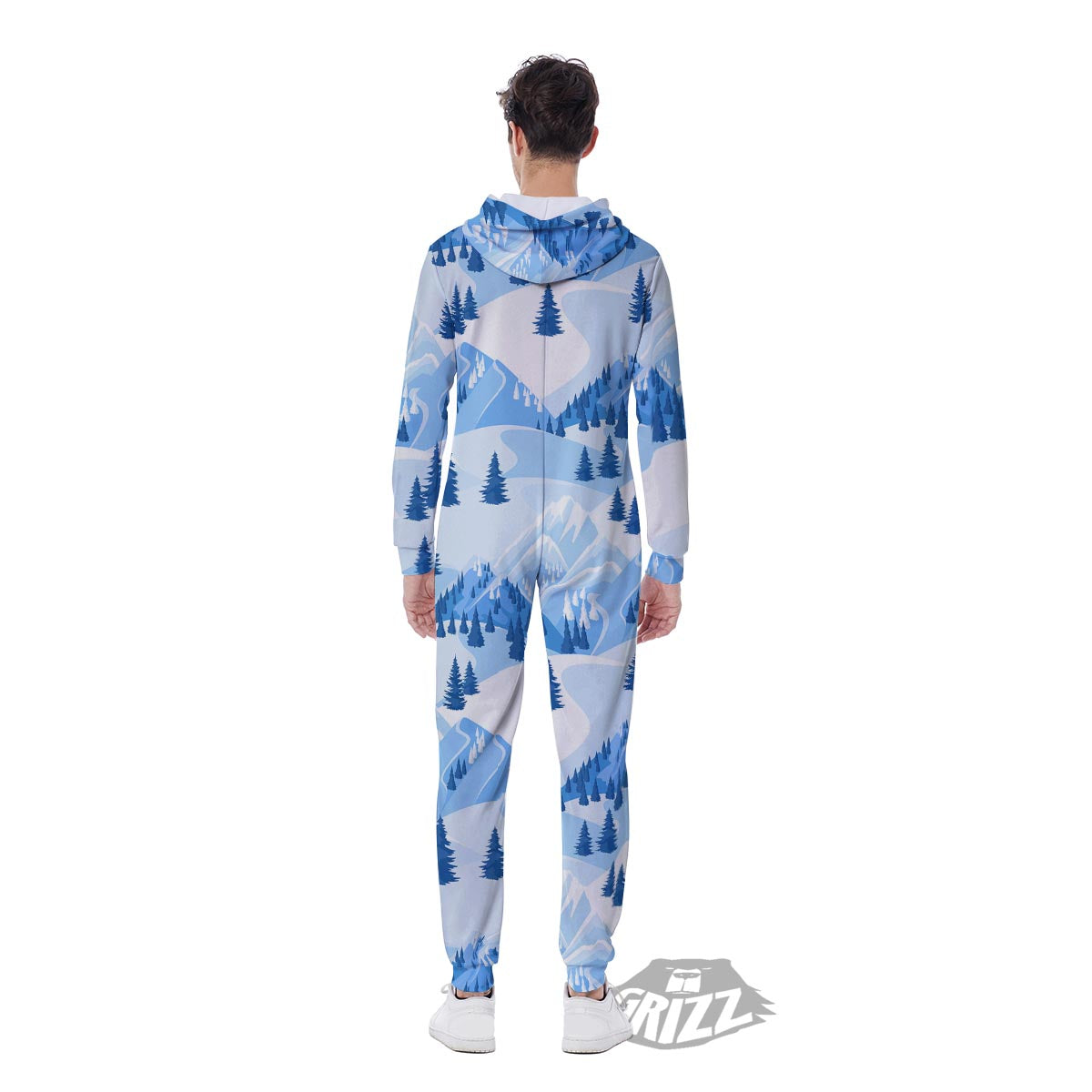 Mountain Skiing Print Pattern Men's Jumpsuit-grizzshop