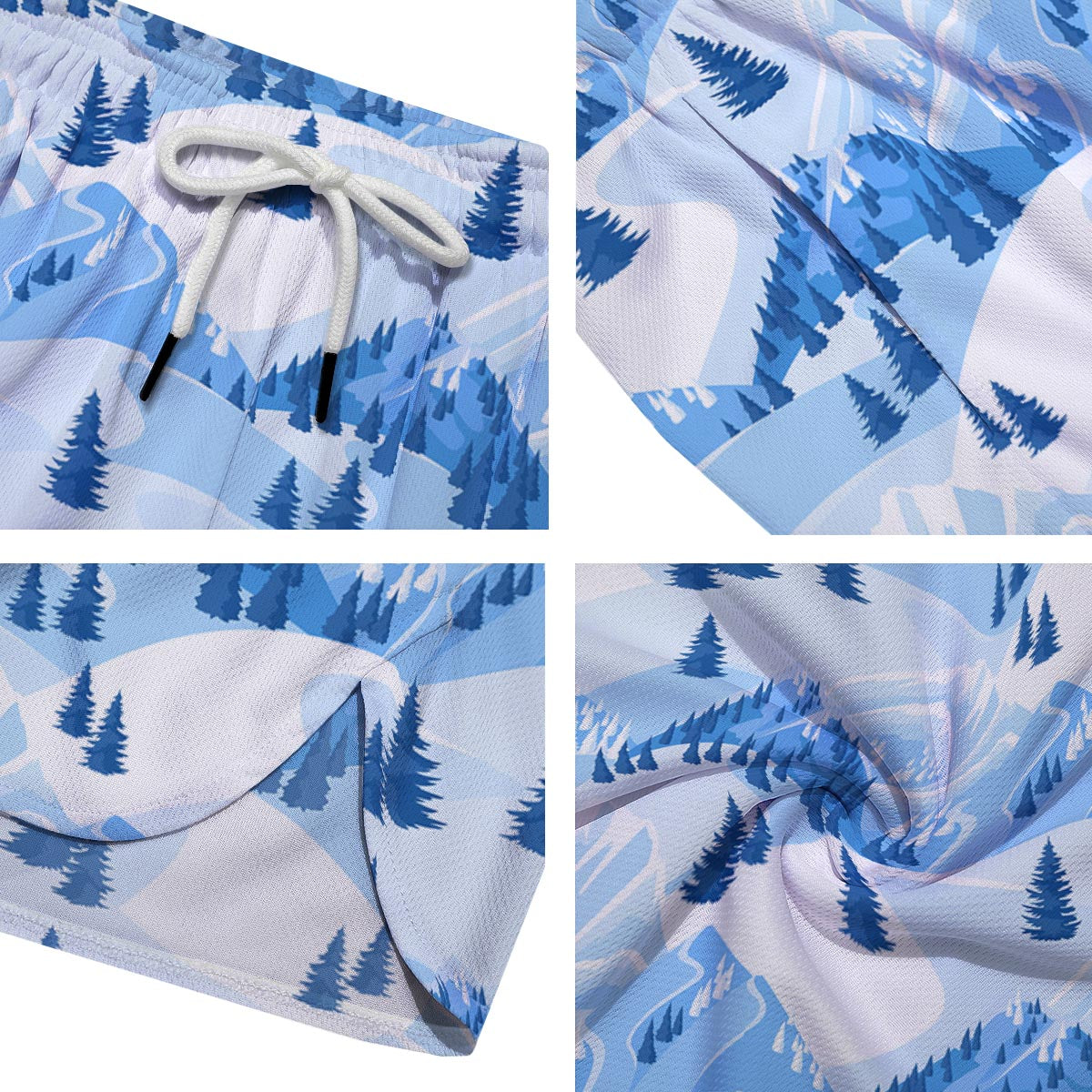 Mountain Skiing Print Pattern Men's Running Shorts-grizzshop