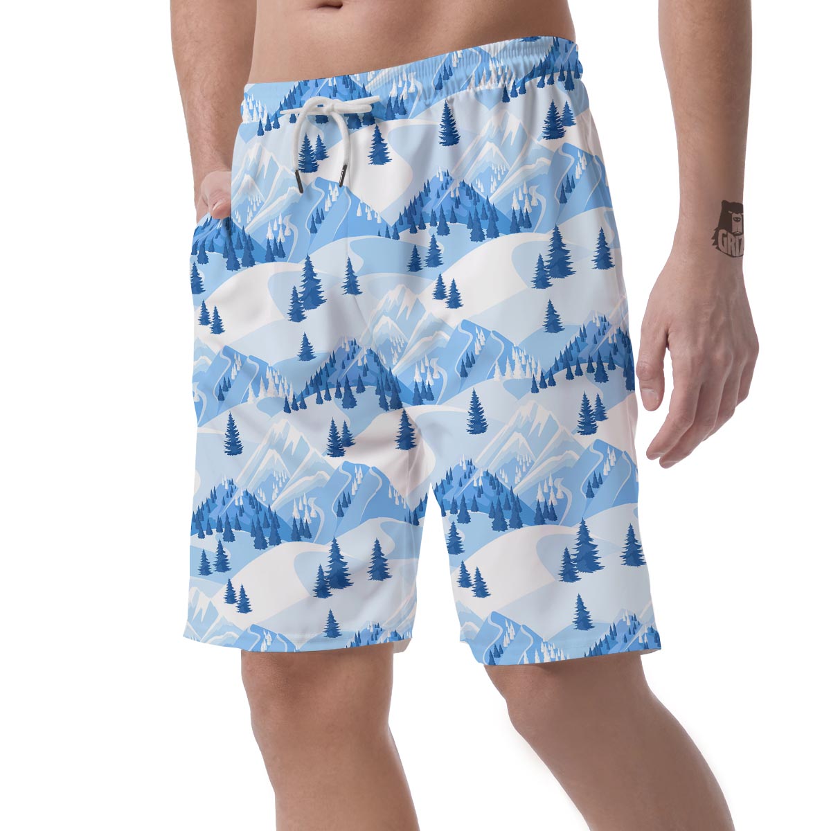 Mountain Skiing Print Pattern Men's Shorts-grizzshop