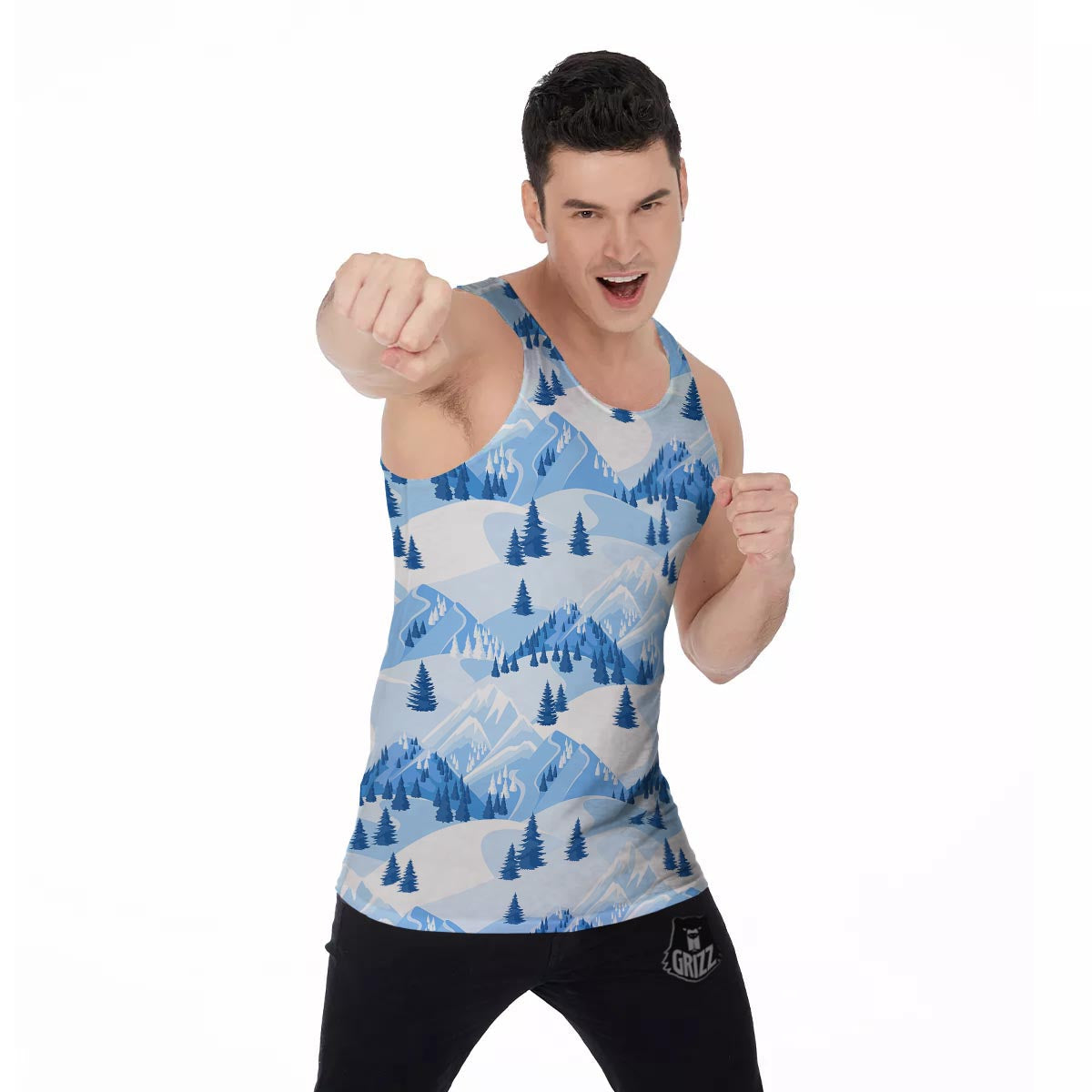 Mountain Skiing Print Pattern Men's Tank Top-grizzshop