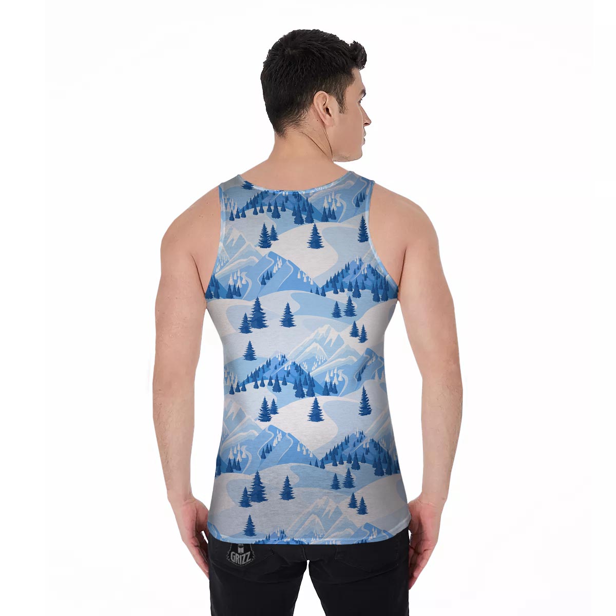 Mountain Skiing Print Pattern Men's Tank Top-grizzshop
