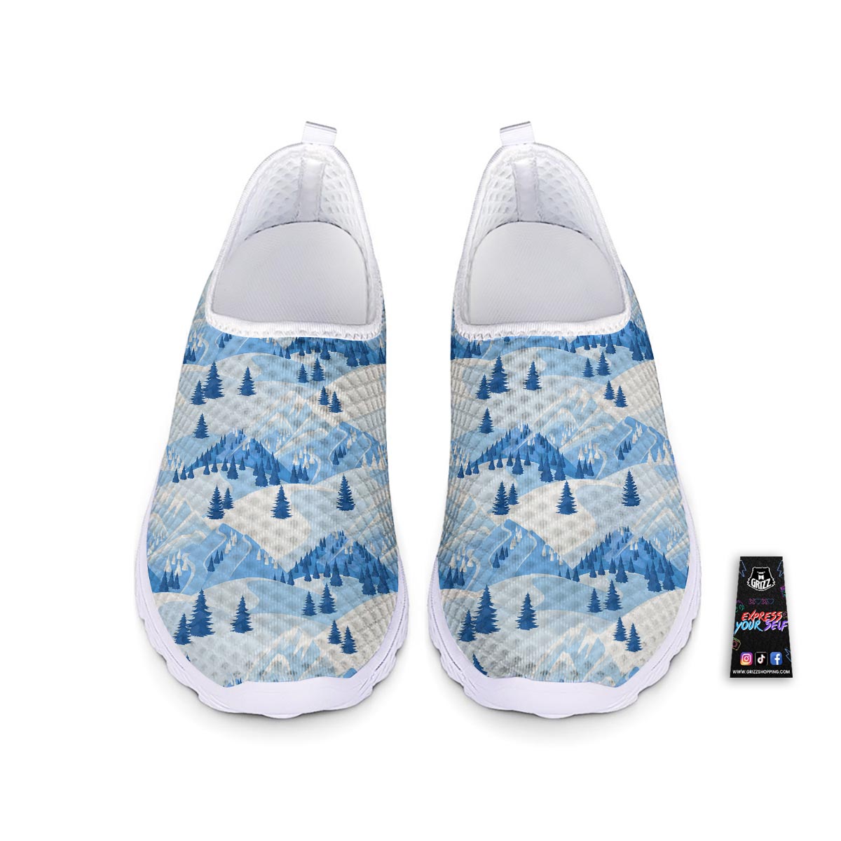 Mountain Skiing Print Pattern Nurse Shoes-grizzshop
