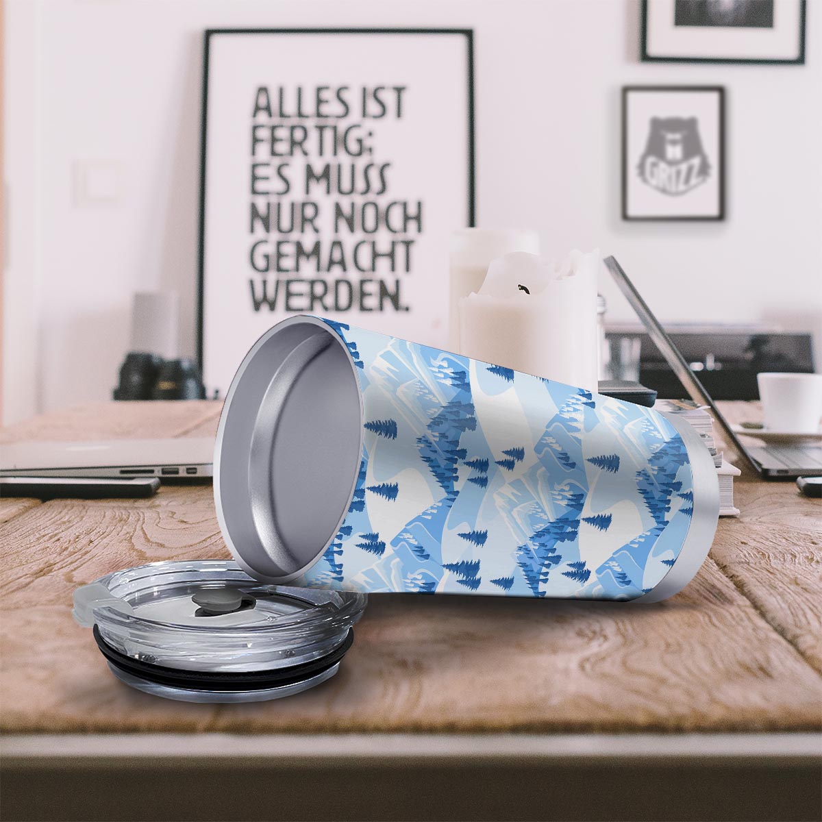 Mountain Skiing Print Pattern Tumbler-grizzshop