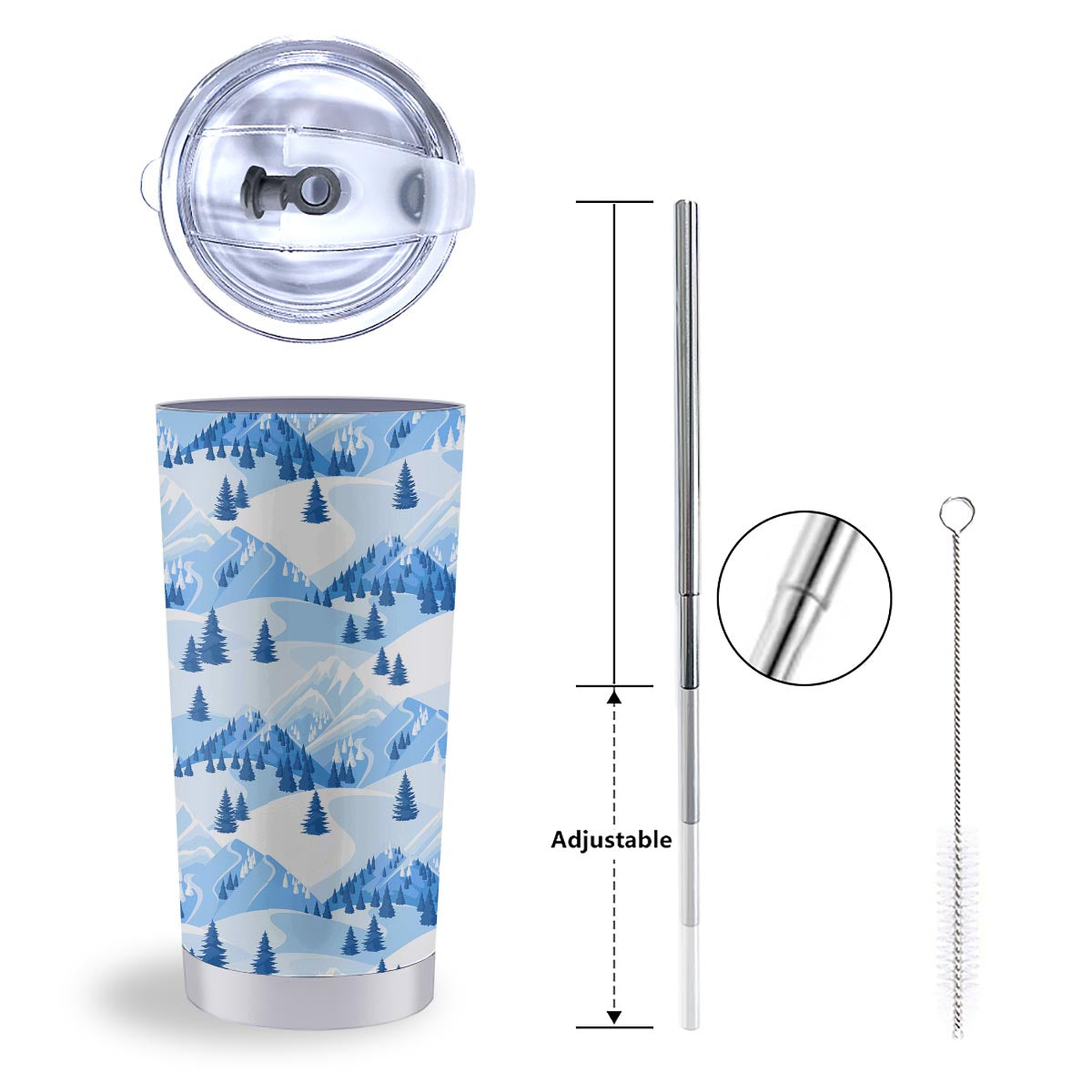 Mountain Skiing Print Pattern Tumbler-grizzshop