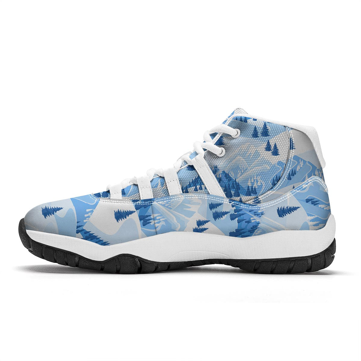 Mountain Skiing Print Pattern White Bball Shoes-grizzshop