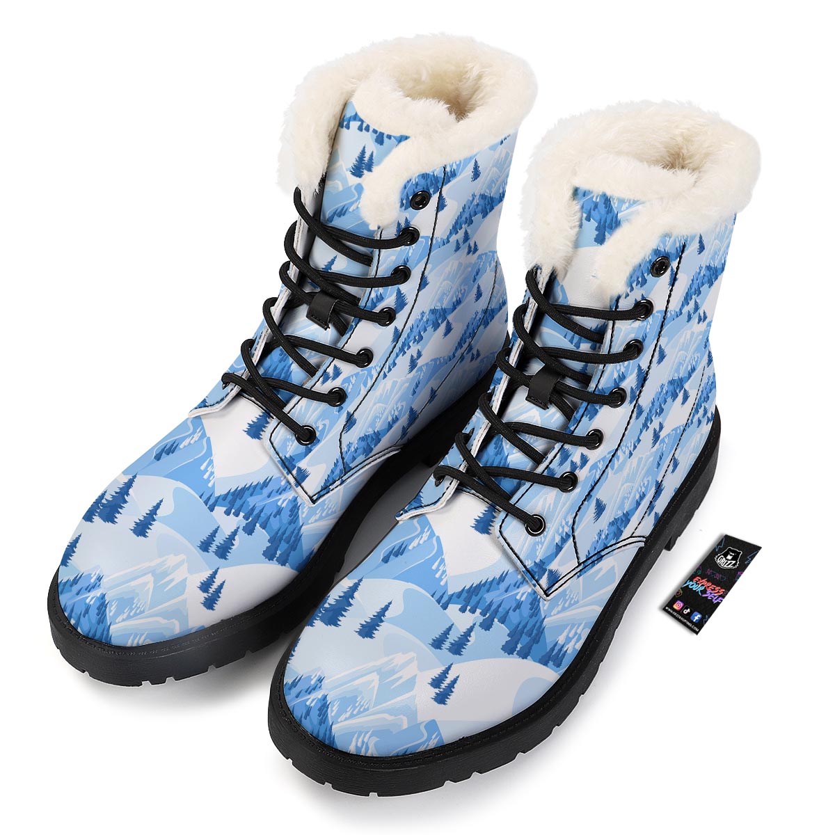 Mountain Skiing Print Pattern Winter Boots-grizzshop