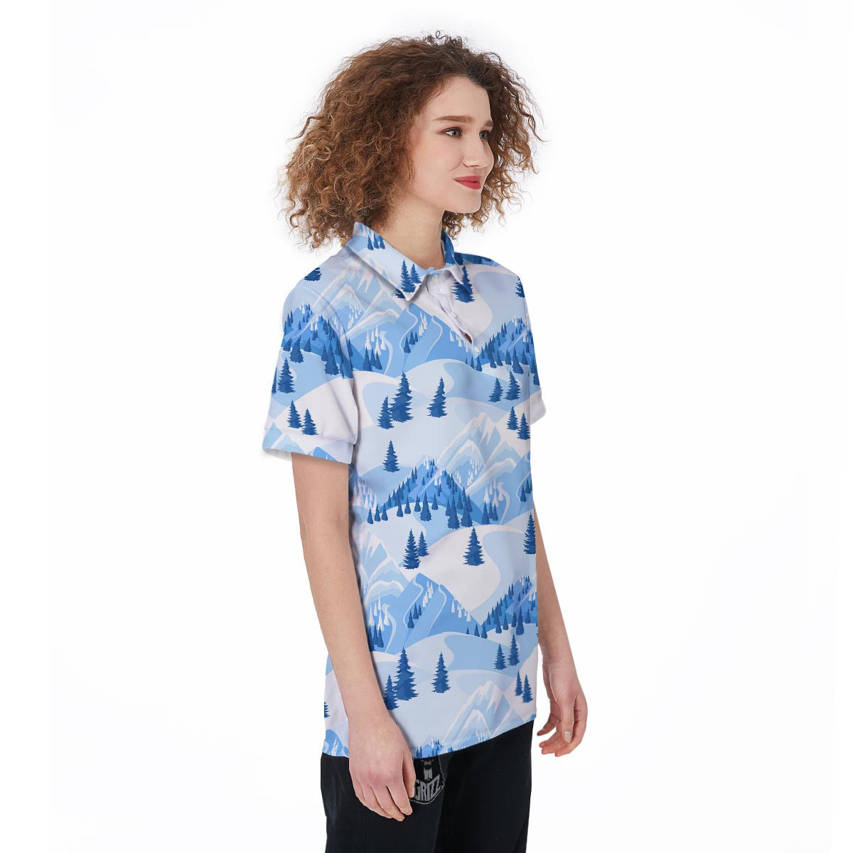 Mountain Skiing Print Pattern Women's Golf Shirts-grizzshop