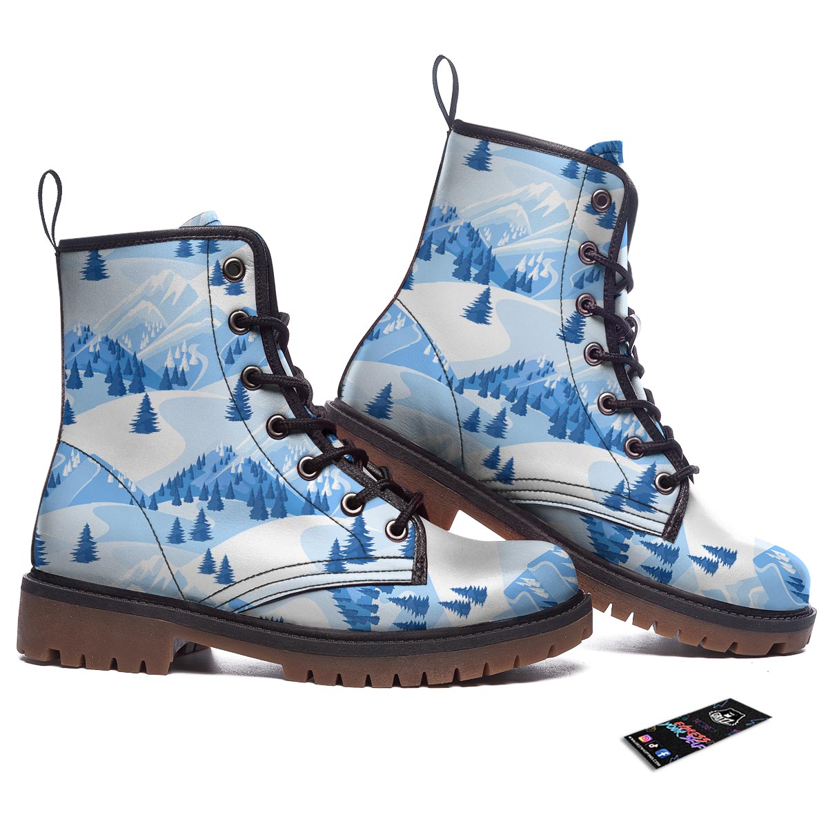 Mountain Skiing Print Pattern Work Boots-grizzshop
