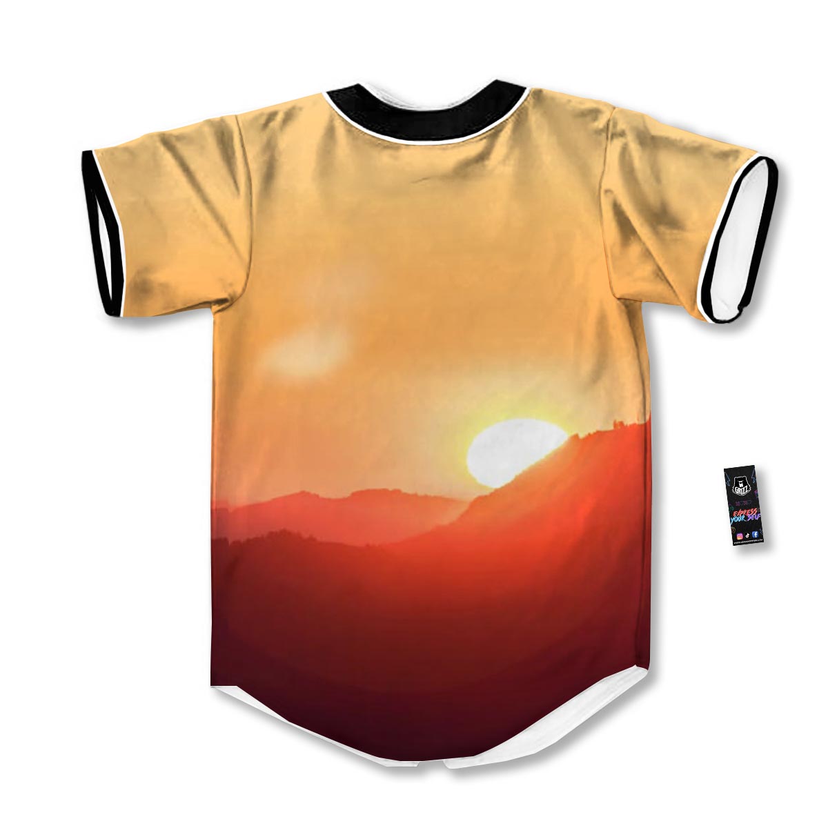Mountain Sunrise Print Baseball Jersey-grizzshop