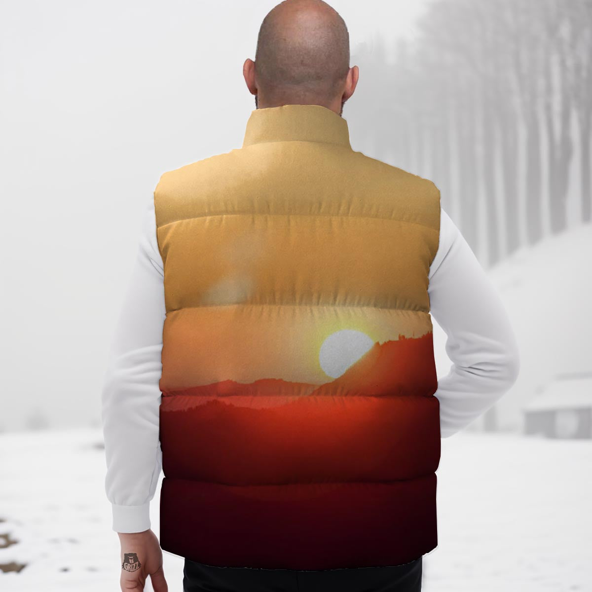 Mountain Sunrise Print Down Vest