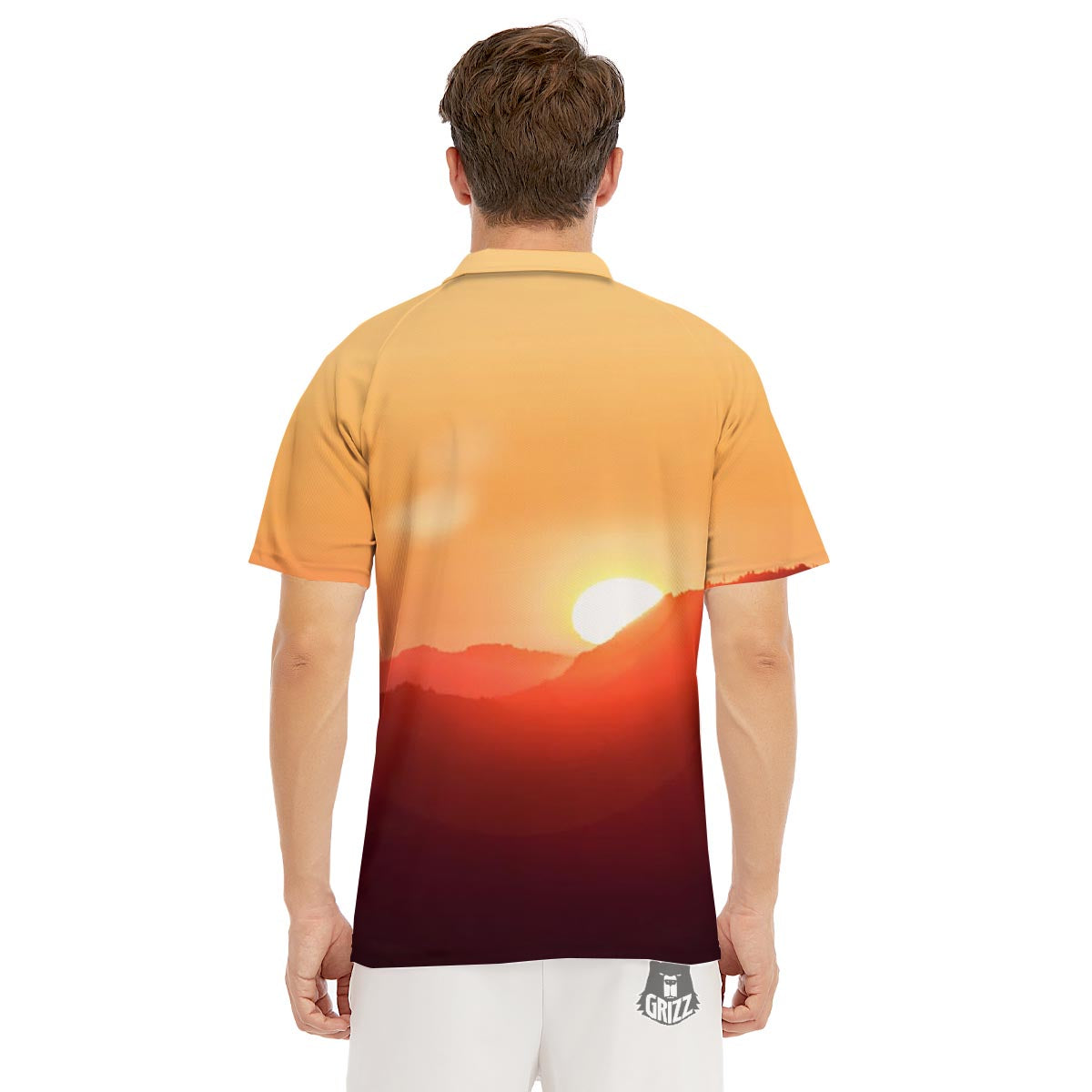Mountain Sunrise Print Men's Golf Shirts-grizzshop