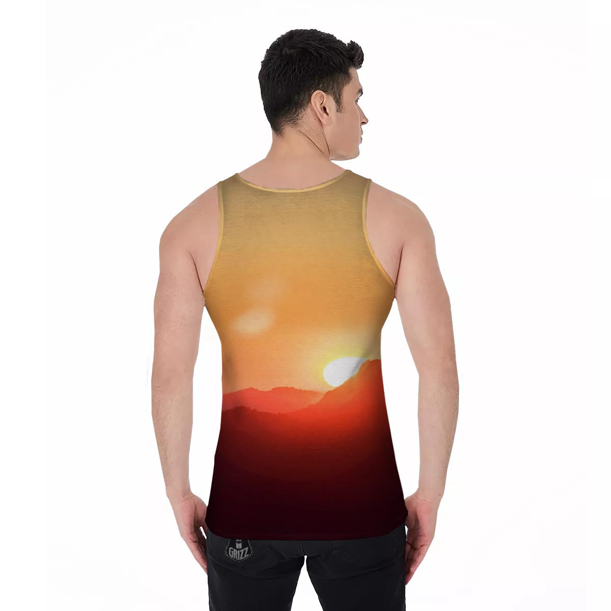 Mountain Sunrise Print Men's Tank Top-grizzshop