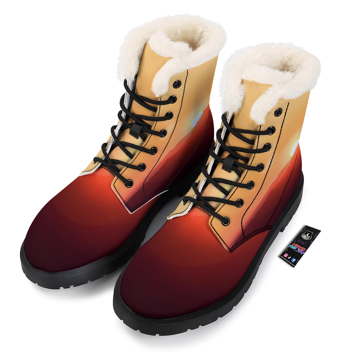 Mountain Sunrise Print Winter Boots-grizzshop