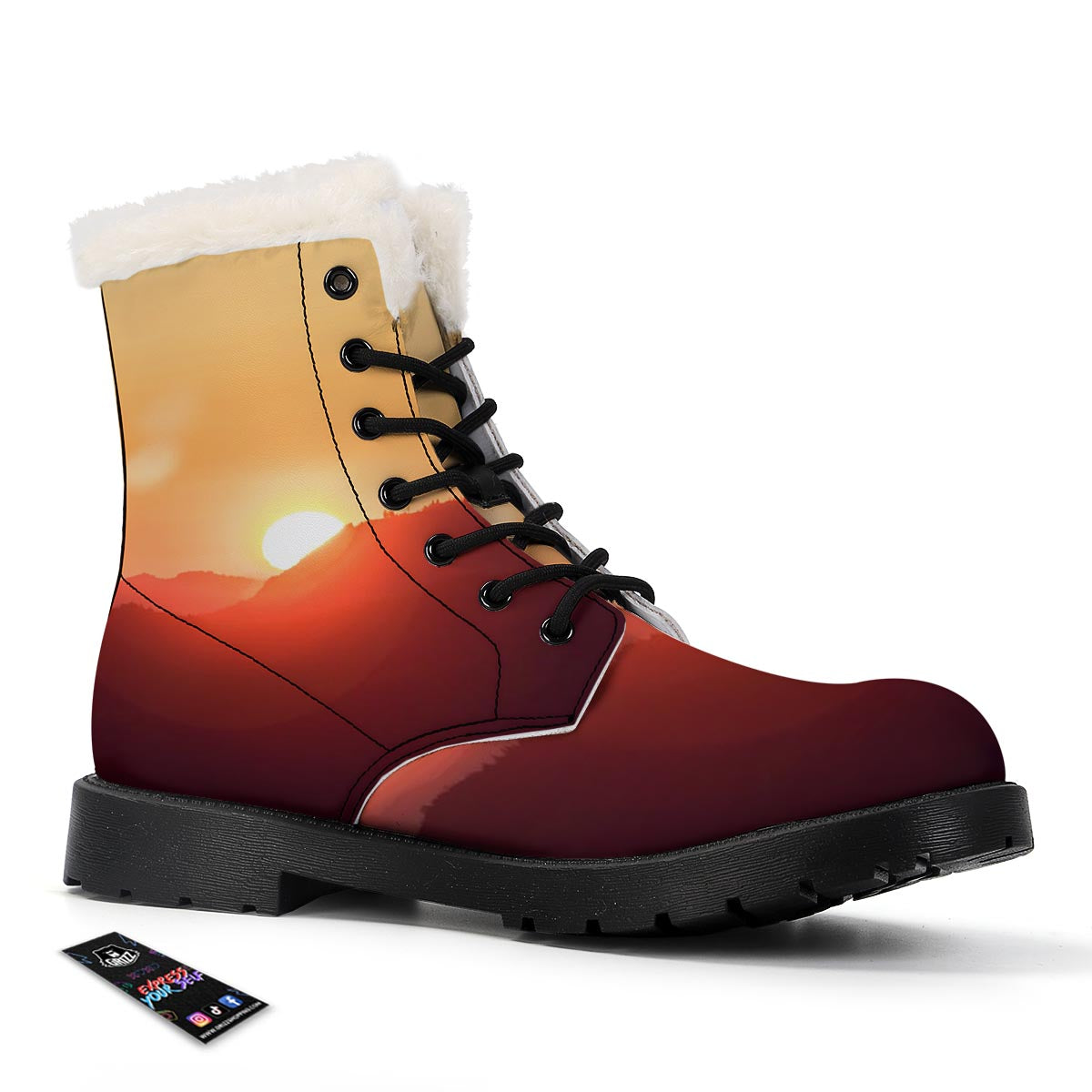 Mountain Sunrise Print Winter Boots-grizzshop
