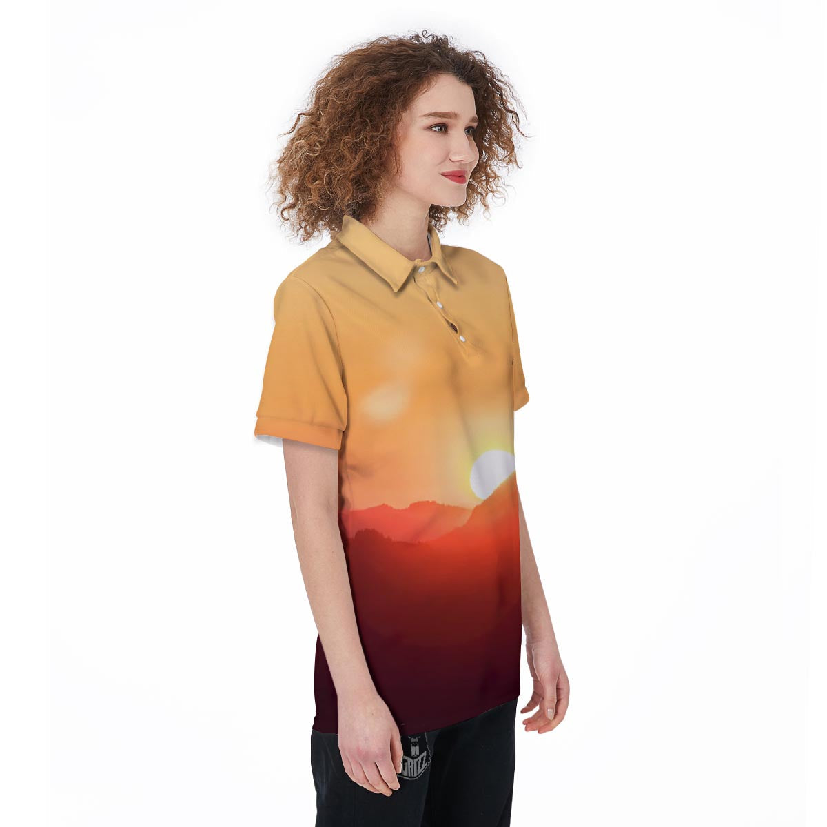 Mountain Sunrise Print Women's Golf Shirts-grizzshop