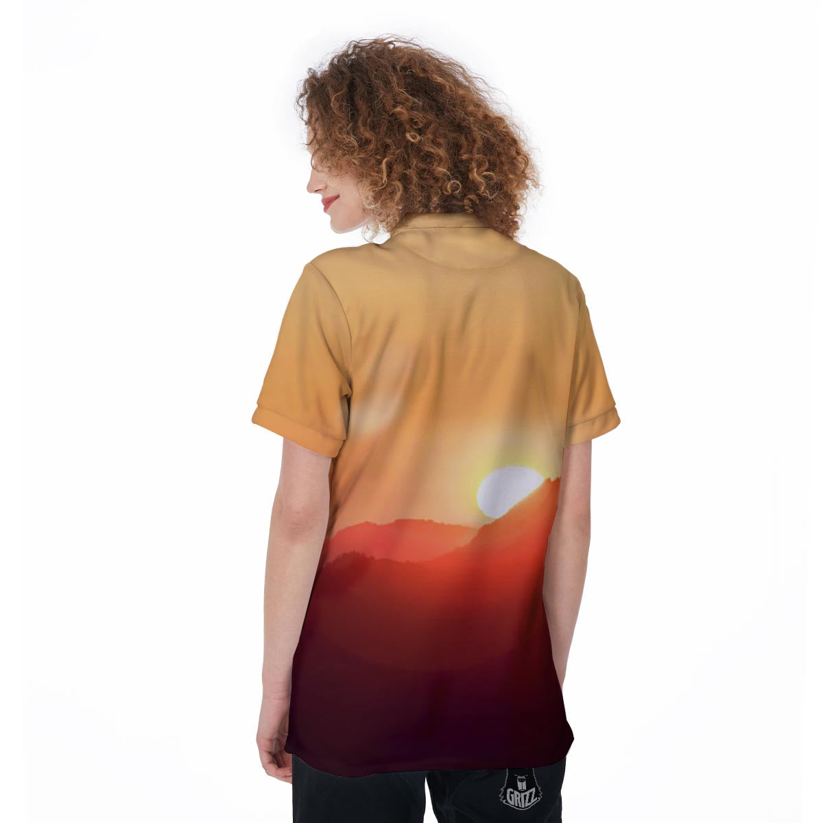 Mountain Sunrise Print Women's Golf Shirts-grizzshop