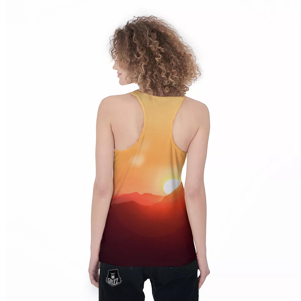 Mountain Sunrise Print Women's Racerback Tank Top-grizzshop