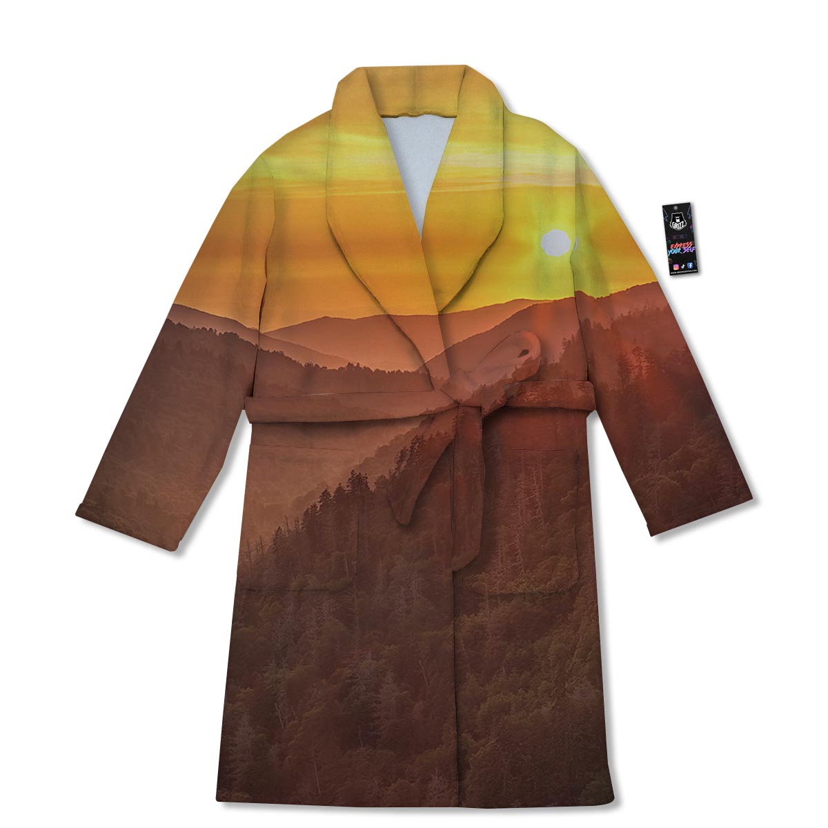 Mountain Sunset Print Bathrobe-grizzshop