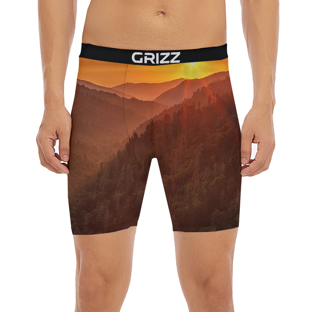 Mountain Sunset Print Boxer Briefs-grizzshop
