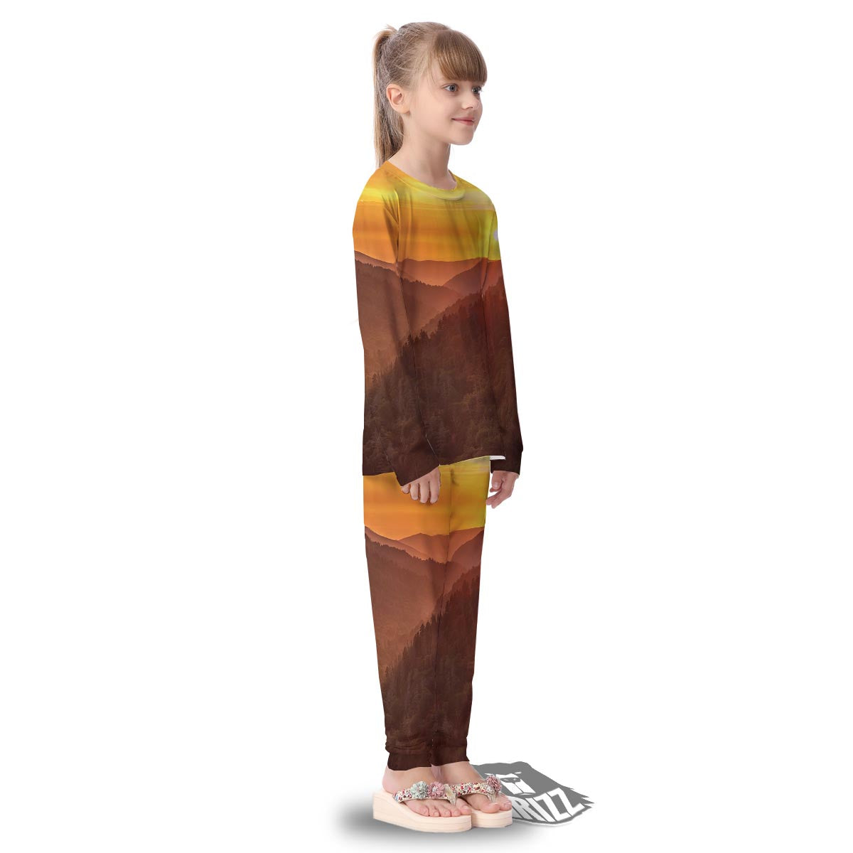 Mountain Sunset Print Kid's Pajamas-grizzshop