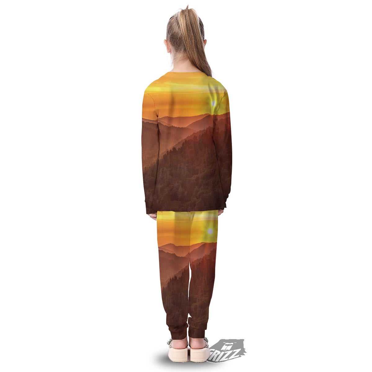 Mountain Sunset Print Kid's Pajamas-grizzshop
