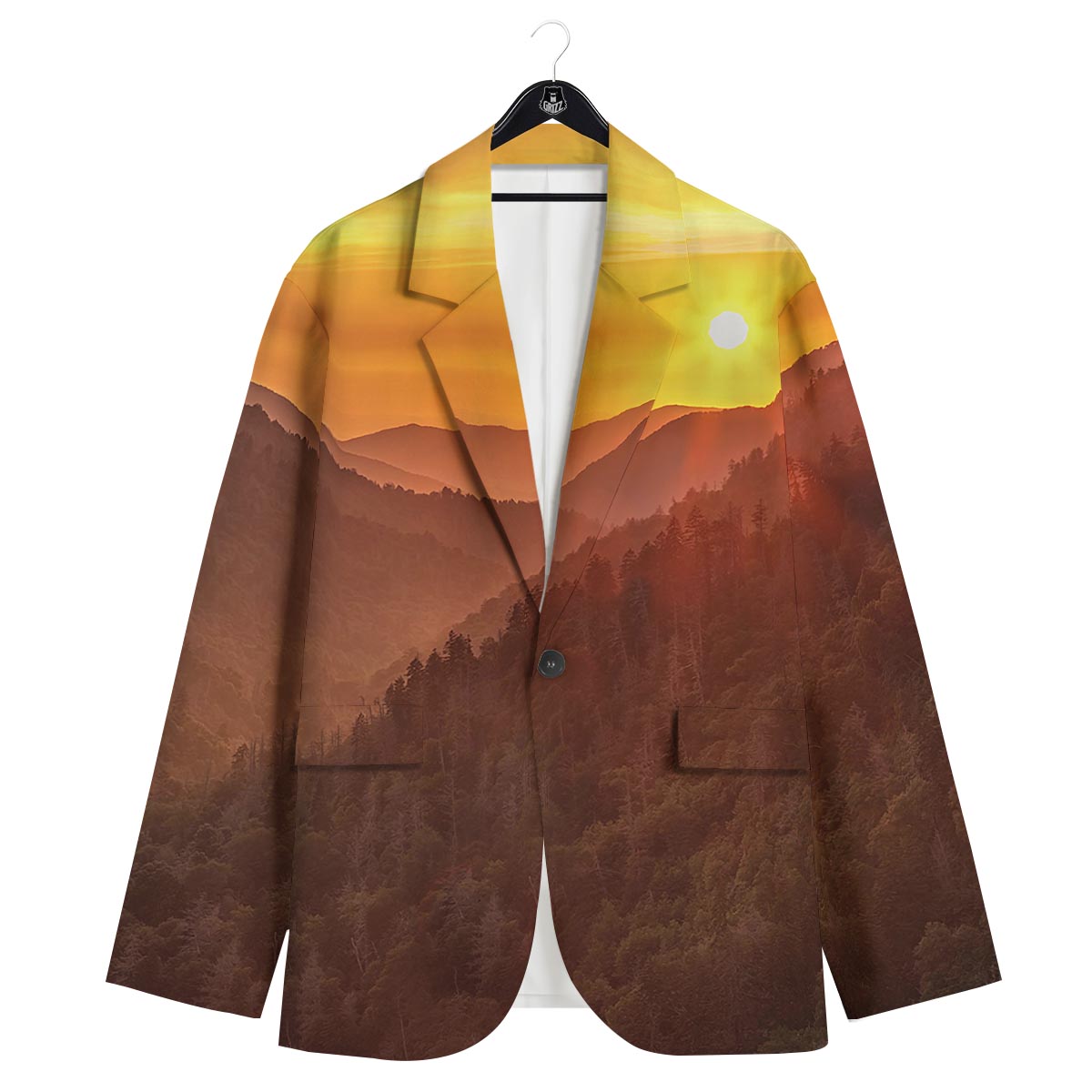 Mountain Sunset Print Men's Sport Coat-grizzshop