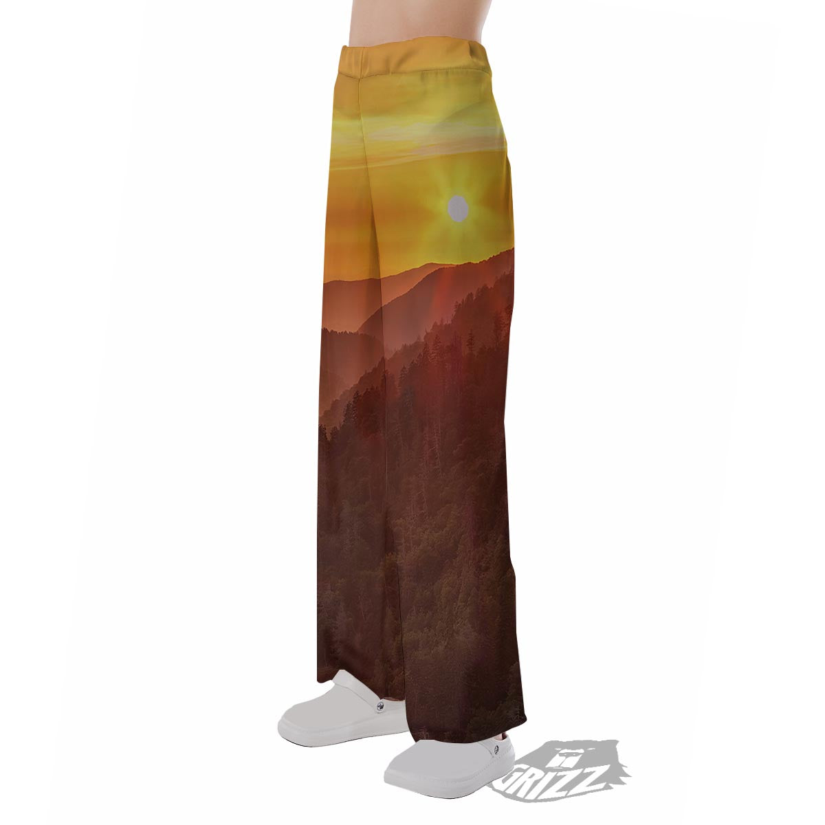 Mountain Sunset Print Pajama Pants-grizzshop
