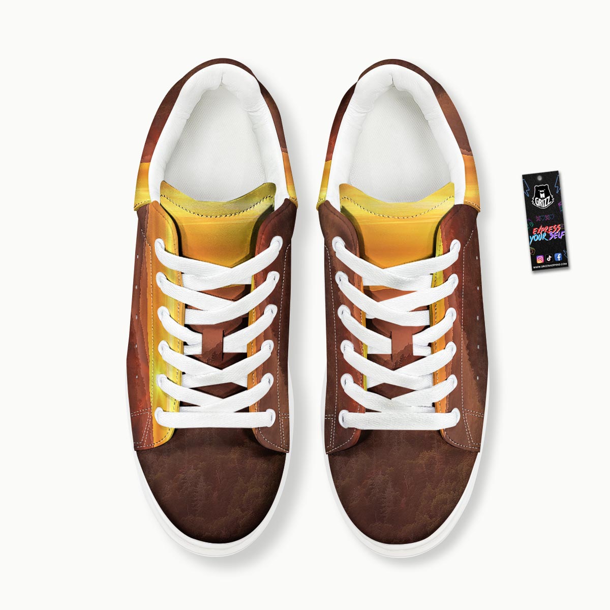 Mountain Sunset Print Platform Shoes-grizzshop