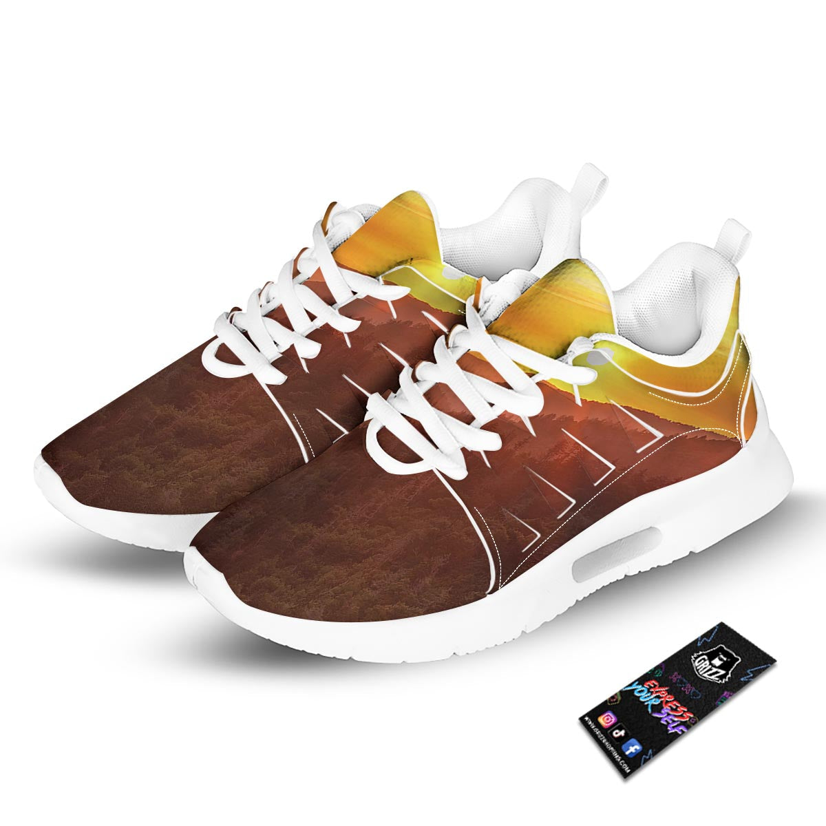 Mountain Sunset Print Tennis Shoes-grizzshop