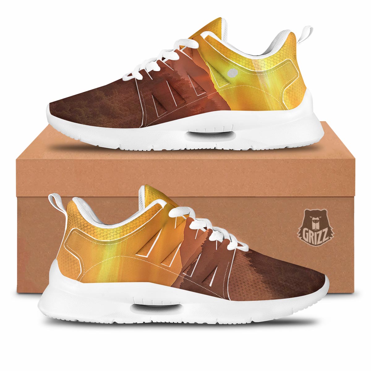 Mountain Sunset Print Tennis Shoes-grizzshop