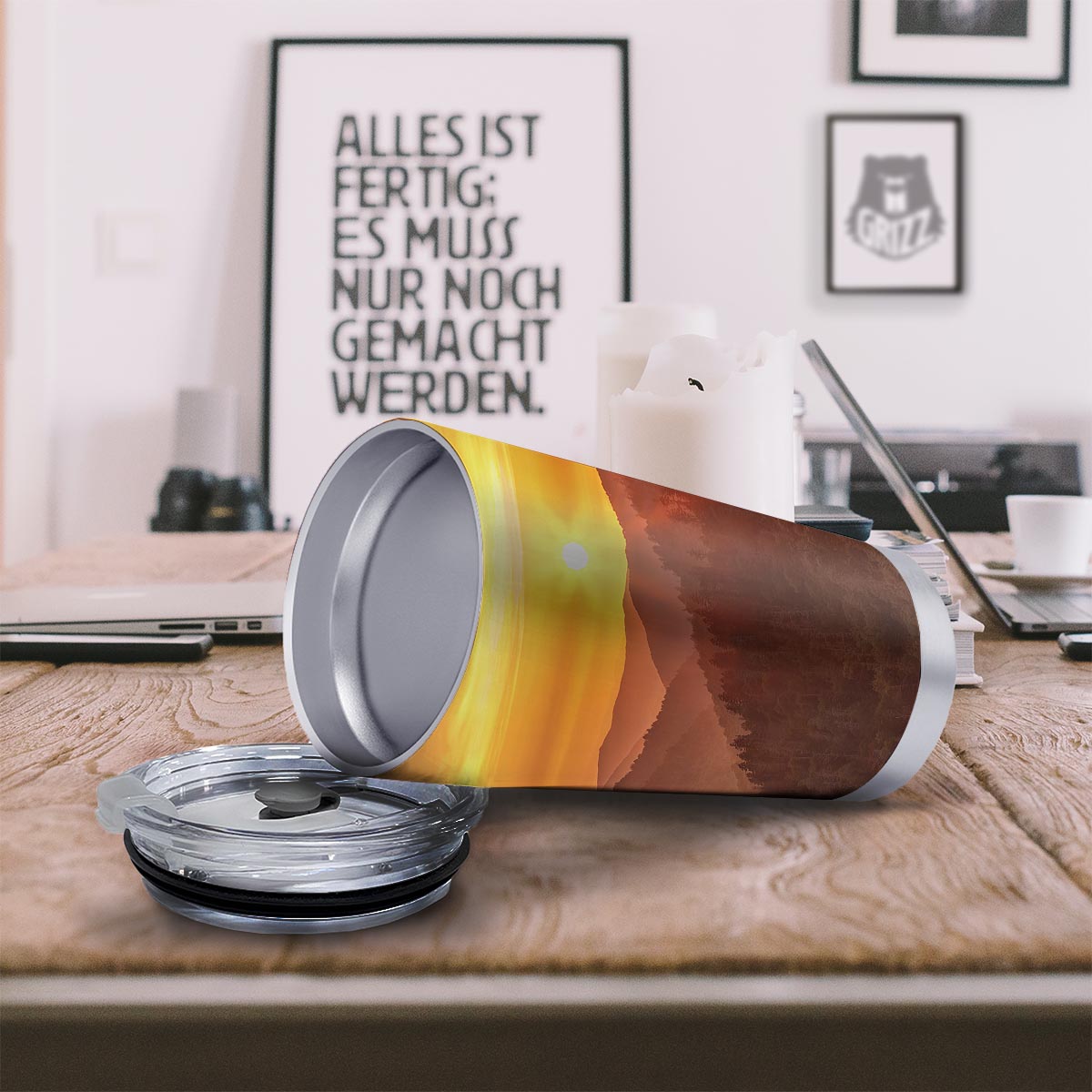 Mountain Sunset Print Tumbler-grizzshop