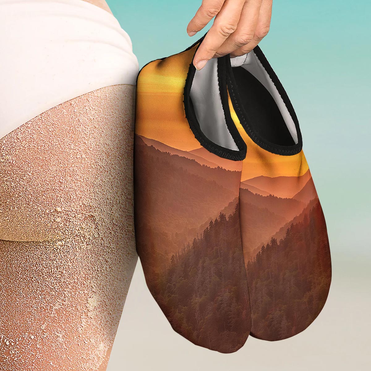Mountain Sunset Print Water Shoes-grizzshop