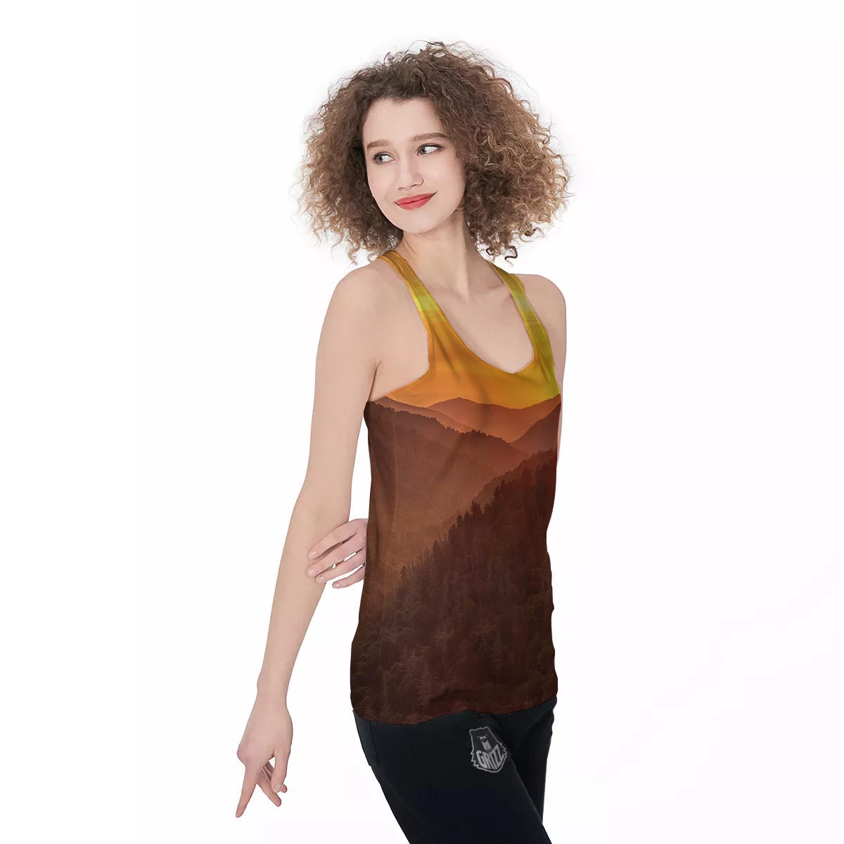 Mountain Sunset Print Women's Racerback Tank Top-grizzshop