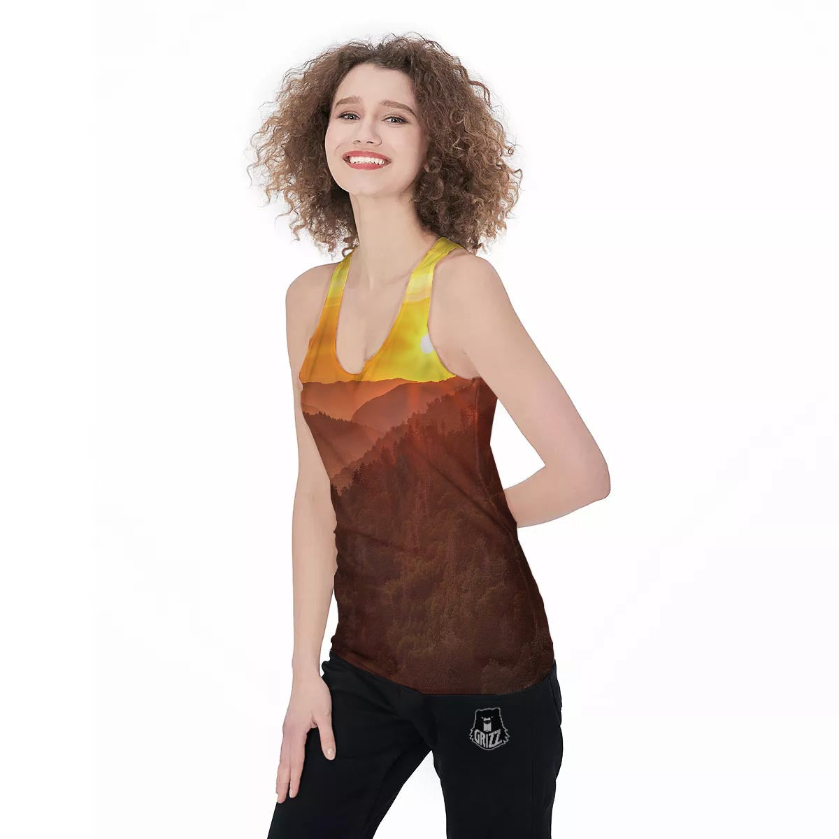 Mountain Sunset Print Women's Racerback Tank Top-grizzshop