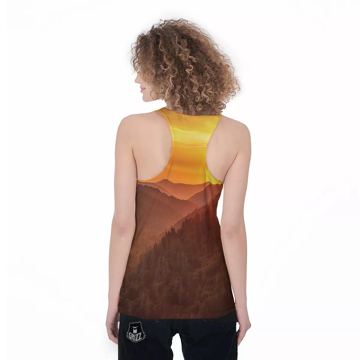Mountain Sunset Print Women's Racerback Tank Top-grizzshop
