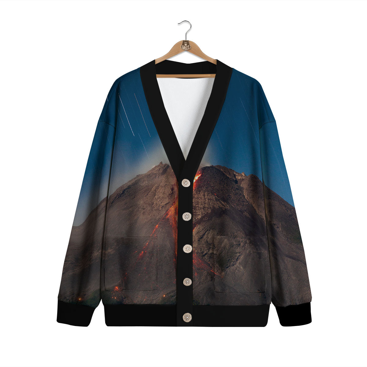 Mountain Volcanic Print Cardigan-grizzshop