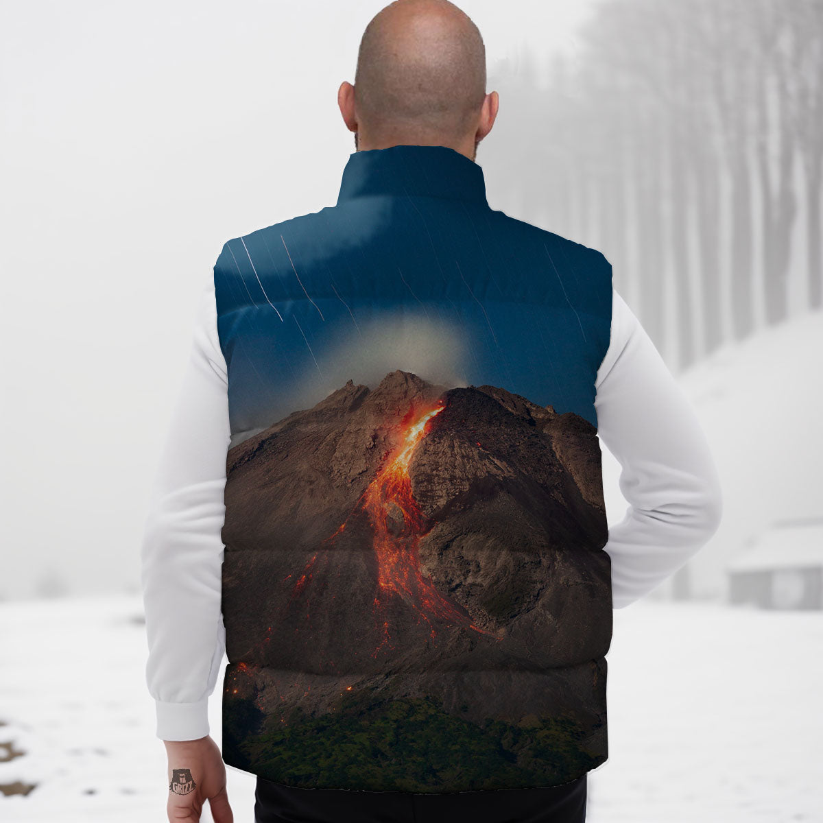 Mountain Volcanic Print Down Vest-grizzshop