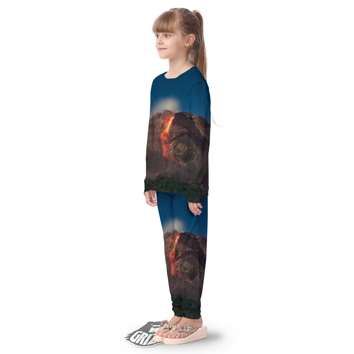 Mountain Volcanic Print Kid's Pajamas-grizzshop