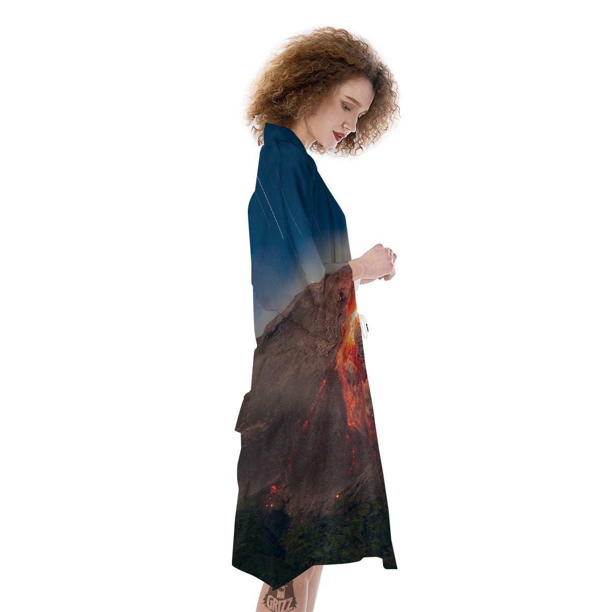 Mountain Volcanic Print Kimono-grizzshop
