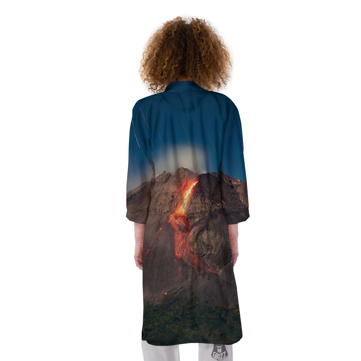 Mountain Volcanic Print Kimono-grizzshop