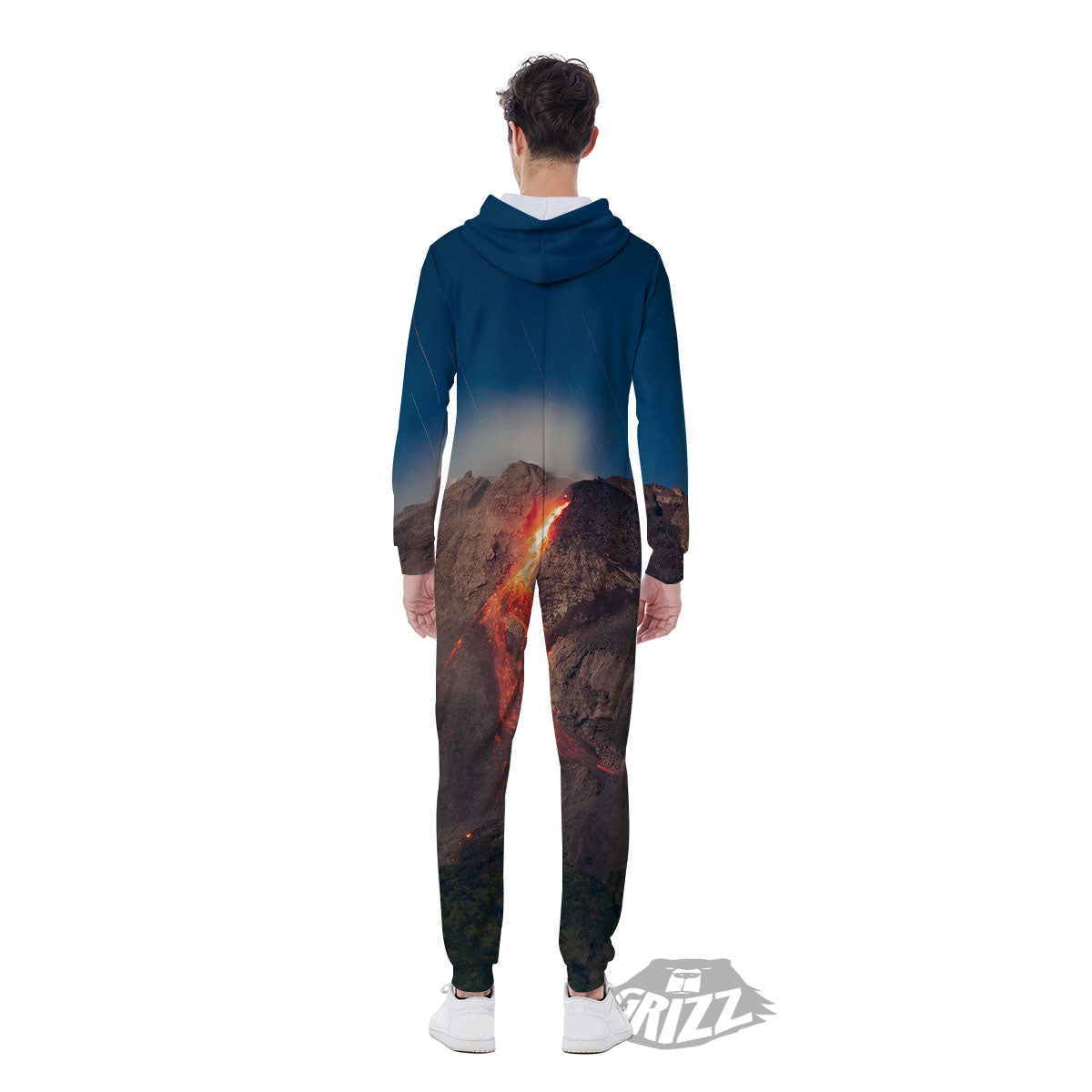 Mountain Volcanic Print Men's Jumpsuit-grizzshop